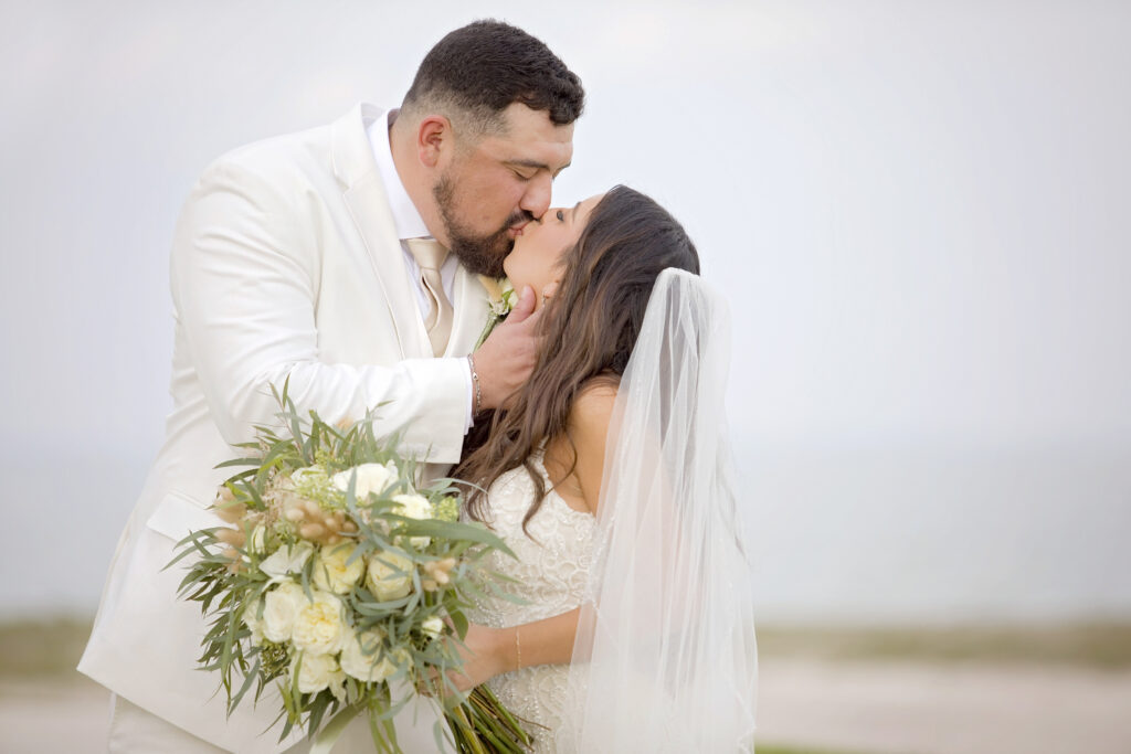 Romantic Texas Hill Country wedding couple portrait