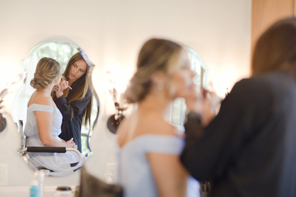 Texas Hill Country bride getting ready with her bridal party